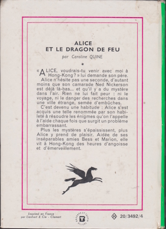 Dos de couverture Alice et le dragon de feu