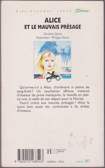 Dos de couverture Alice et le mauvais présage