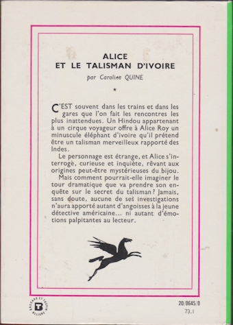 Dos de couverture Alice et le talisman d’ivoire