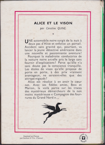 Dos de couverture Alice et le vision