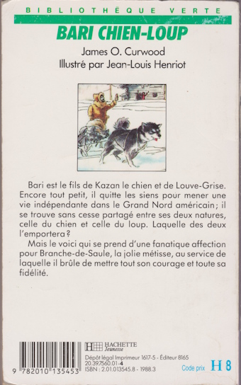 Dos de couverture Bari chien-loup