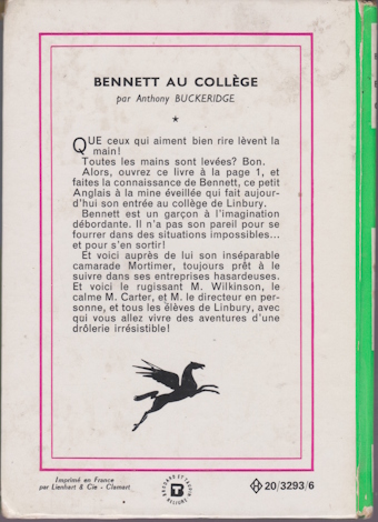 Dos de couverture Bennett au collège