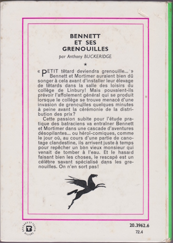 Dos de couverture Bennett et ses grenouilles