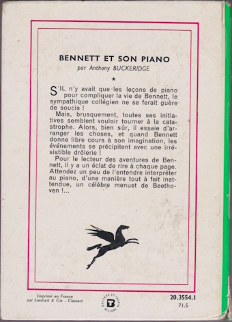 Dos de couverture Bennett et son Piano