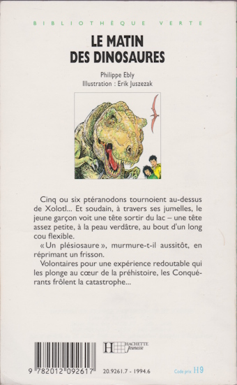 Dos de couverture Le matin des dinosaures