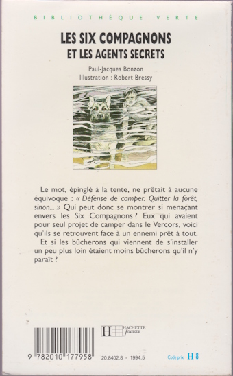 Dos de couverture Les six compagnons et les agents secrets