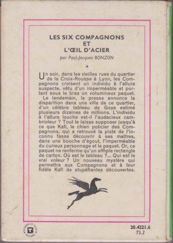 Dos de couverture Les Six compagnons et l’œil d’acier