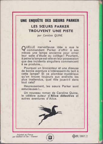 Dos de couverture Les sœurs Parker trouvent une piste