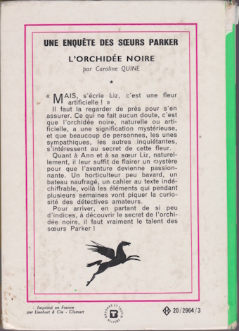 Dos de couverture L’orchidée Noire