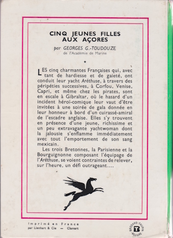 Dos de couverture Cinq Jeunes filles aux açores