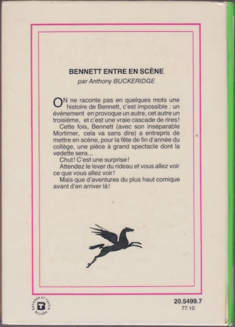 Dos de couverture Bennett entre en scène