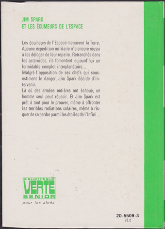 Dos de couverture Jim Spark et les écumeurs de l’espace