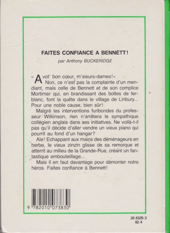 Dos de couverture Faites confiance à Bennett