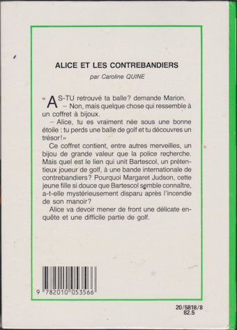 Dos de couverture Alice et les contrebandiers