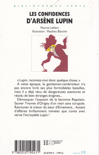 Dos de couverture Les confidences d’Arsène Lupin