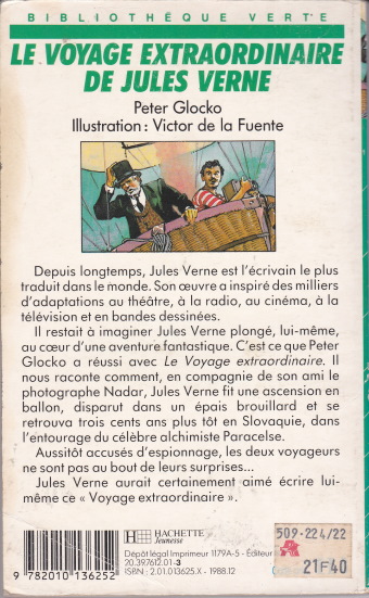 Dos de couverture Le voyage extraordinaire de Jules Verne