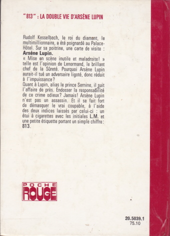 Dos de couverture 813 La double vie d’Arsène Lupin
