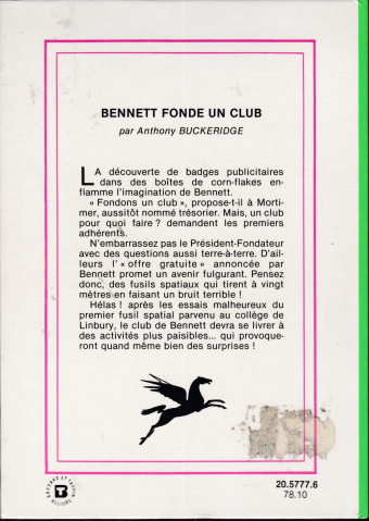 Dos de couverture Bennett fonde un club