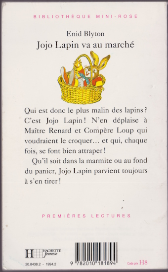 Dos de couverture Jojo Lapin va au marché