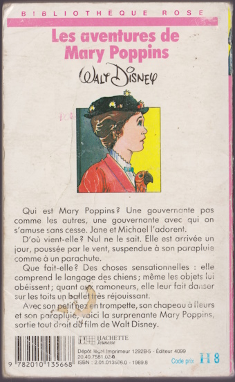 Dos de couverture Les aventures de Mary Poppins