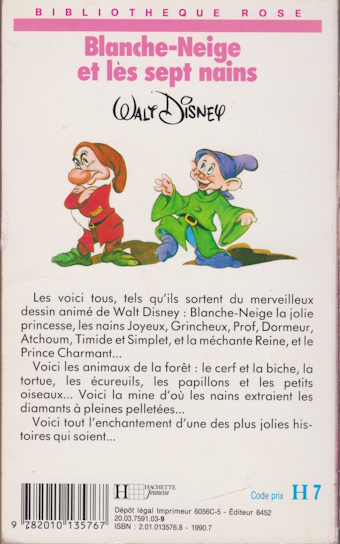 Dos de couverture Blanche-Neige et les sept nains