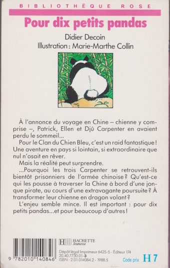Dos de couverture Pour dix petits pandas