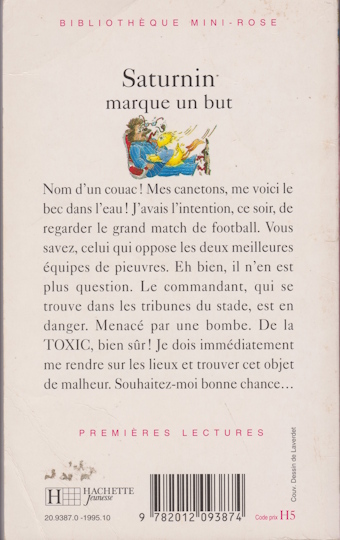 Dos de couverture Saturnin marque un but