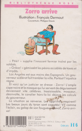 Dos de couverture Zorro arrive