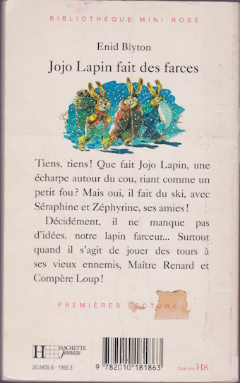 Dos de couverture Jojo Lapin fait des farces Dos de couverture Jojo Lapin fait des farces