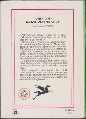 Dos de couverture L’espion de l’Indépendance