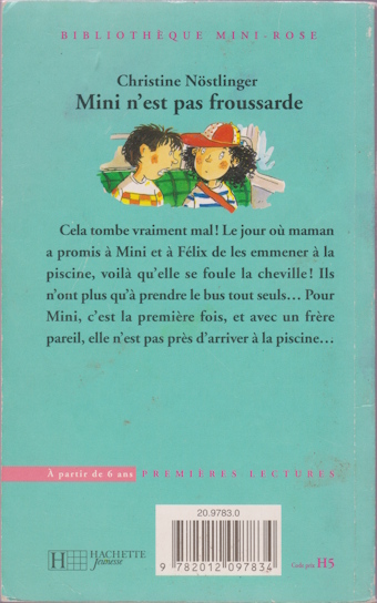 Dos de couverture Mini n’est pas froussarde Dos de couverture Mini n’est pas froussarde