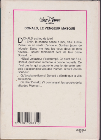 Dos de couverture Donald le vengeur masqué