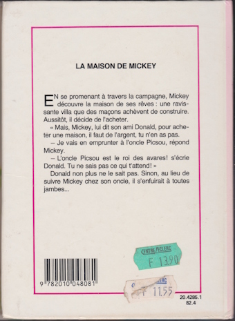 Dos de couverture La Maison de Mickey