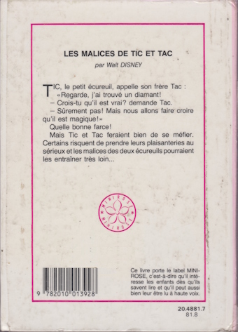 Dos de couverture Les malices de Tic et Tac Dos de couverture Les malices de Tic et Tac