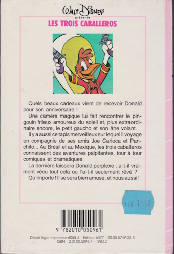 Dos de couverture Les trois caballeros
