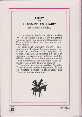 Dos de couverture Tony et l’homme en habit