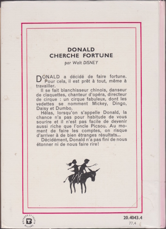 Dos de couverture Donald cherche fortune