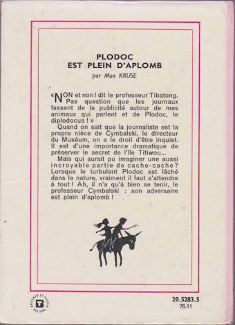 Dos de couverture Plodoc est plein d’aplomb