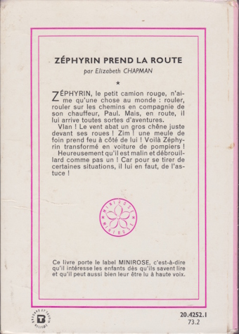 Dos de couverture Zéphyrin prend la route