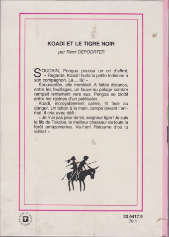 Dos de couverture Koadi et le tigre noir