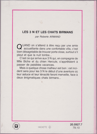 Dos de couverture Les 3 N et les chats birmans