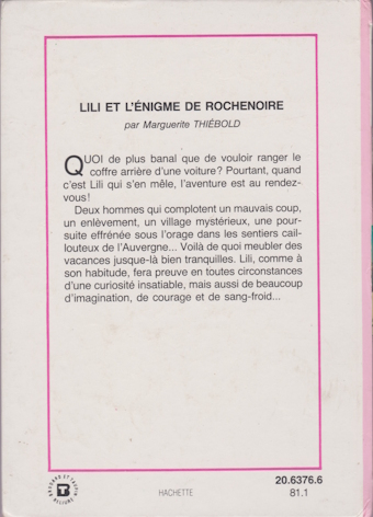 Dos de couverture Lili et l&rsquo;énigme de Rochenoire