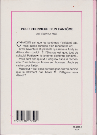 Dos de couverture Pour l&rsquo;honneur d&rsquo;un fantôme