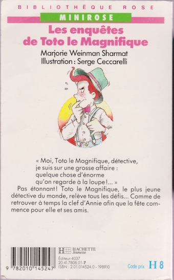 Dos de couverture Les enquêtes de Toto le Magnifique Dos de couverture Les enquêtes de Toto le Magnifique