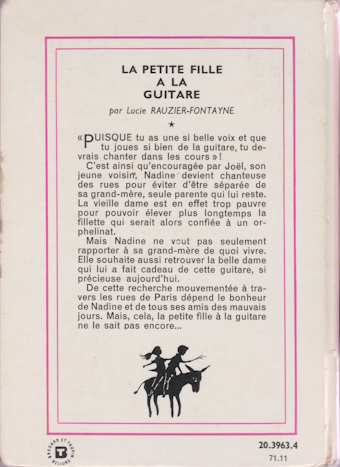 Dos de couverture La petite filles à la guitare